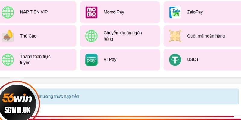 Hướng dẫn nạp tiền thông qua ví điện tử